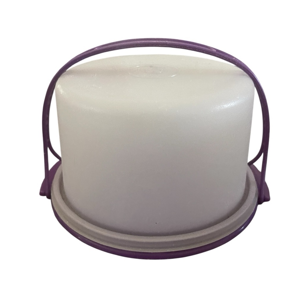 Vintage Tupperware Kids Mini Cake Taker Cup Cake Sized Holder Purple Birthday